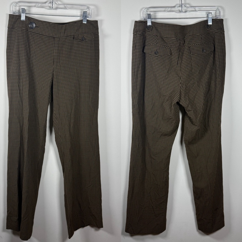 Nine West Plaid  Brown Classic Straight-Leg Office Business Pants Size 12